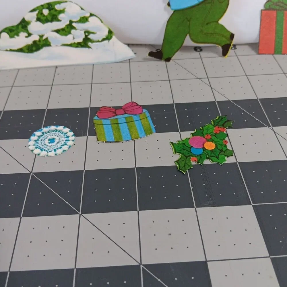 Hallmark Cutouts Christmas Santa Rudolph Reindeer Sleigh Lot Vintage Incomplete